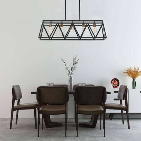 5-Light Matte Black Modern/Contemporary Linear Kitchen Island Light