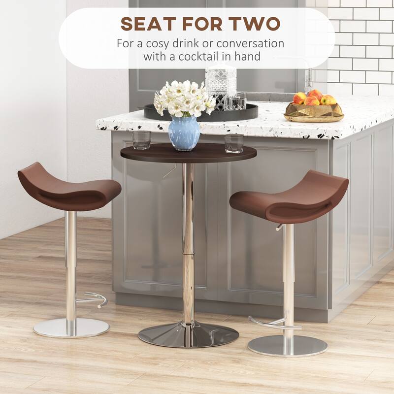 Adjustable Bar Table with Round Swivel Top for Home Bar