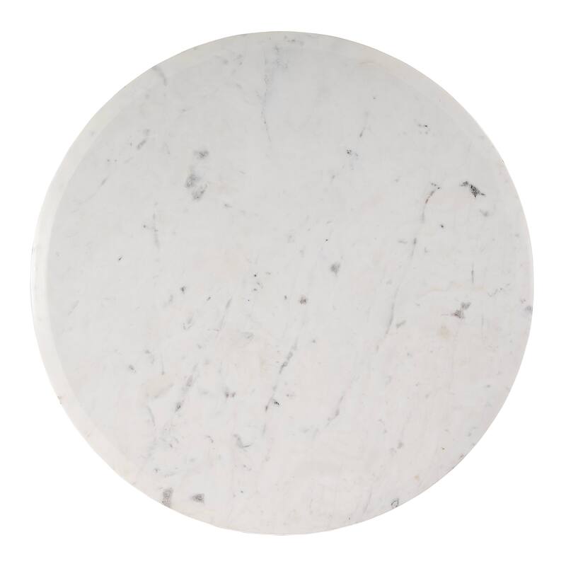 Geneva 22 in. W Round Marble and Wood Side Table