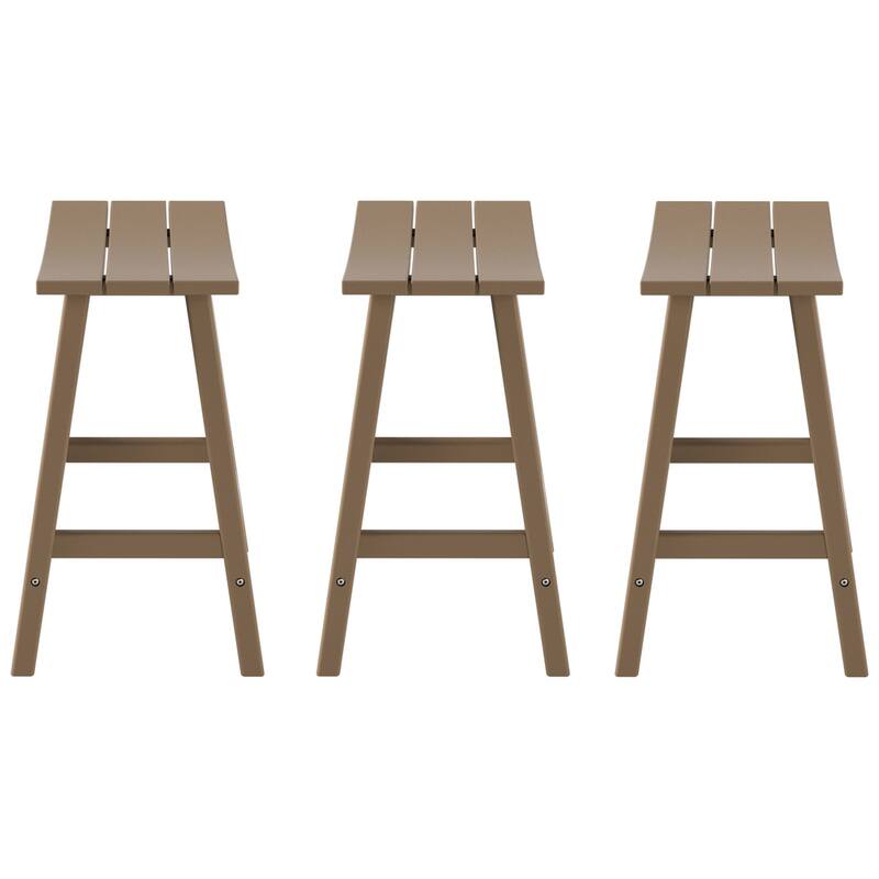 Polytrends Laguna Hdpe All Weather Outdoor Patio 24" Saddle Seat Counter Stool (Set Of 3)
