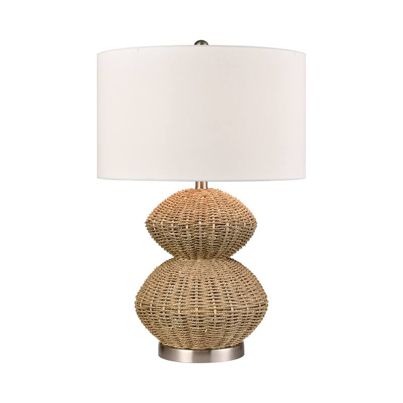 Elk Home Helia Natural With White Linen Drum Shade Table Lamp