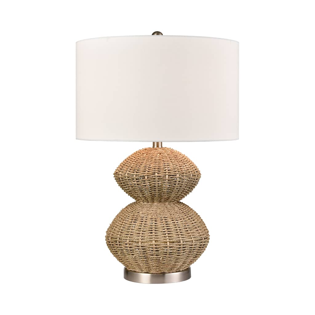 Elk Home Helia Natural With White Linen Drum Shade Table Lamp