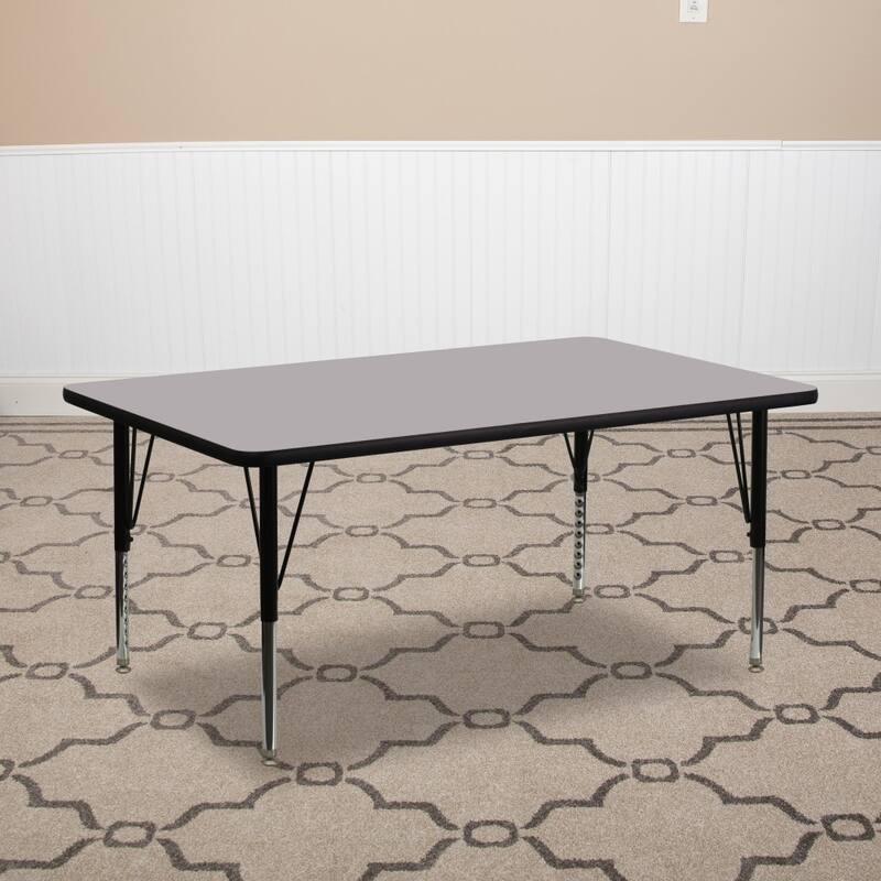 Rectangular HP Laminate Activity Table - Adjustable Legs - 30 x 72 - Gray