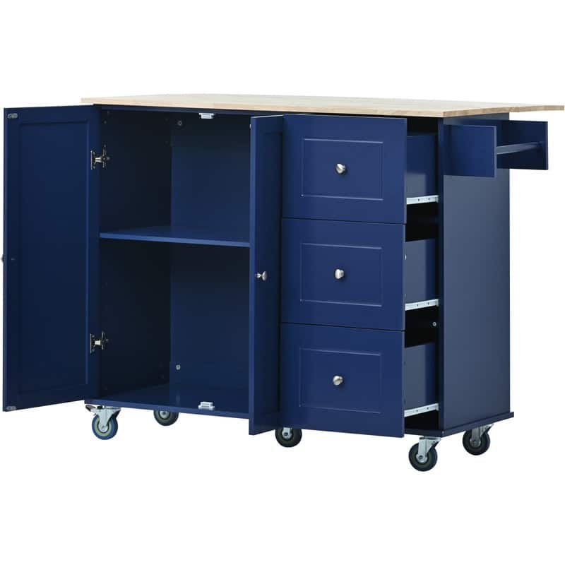 Rolling Mobile Kitchen Island Modern Storage and Drop Leaf
