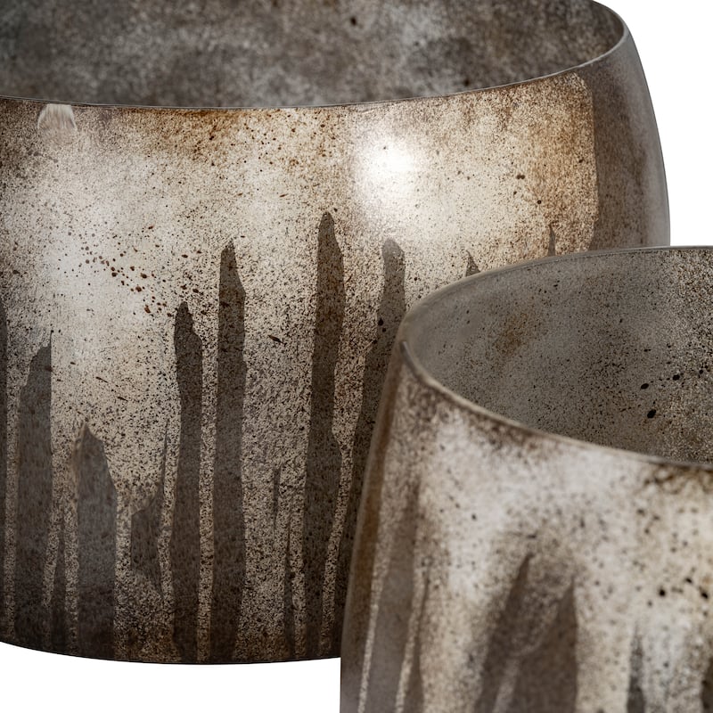 6"Hx10" Diameter/8"Hx14" Diameter, Glass Decorative Bowls, Set of Two, Bronze. Perfect for Adding Elegance to Your Home