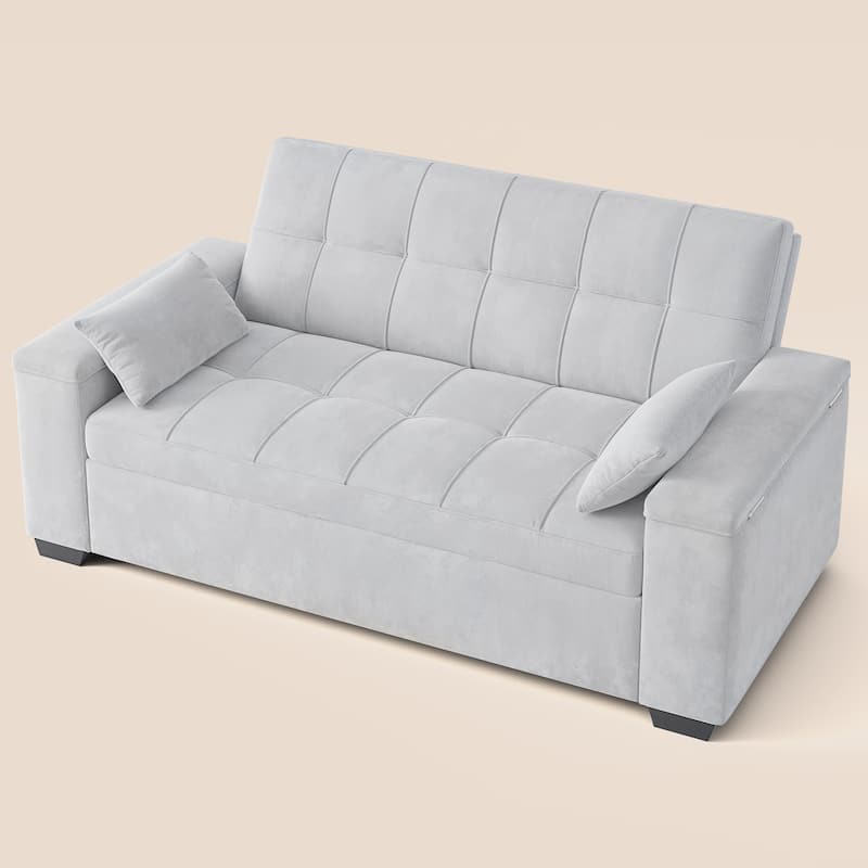 3 in 1 Convertible Sofa Bed Futon Couches with Reclining Backrest, Loveseat Sleeper Sofabed with Pull Out Couch