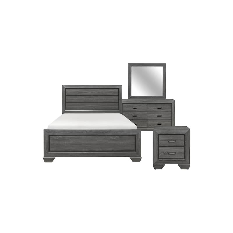 Valli 5 Piece Gray Modern Rustic Panel Bedroom Set