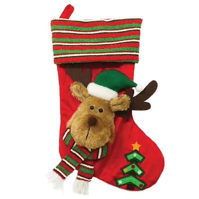 20 inch Reindeer Guy Stocking - red