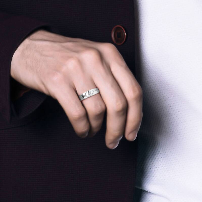 1/20ct TDW Three Stone Ring in Silver for Men