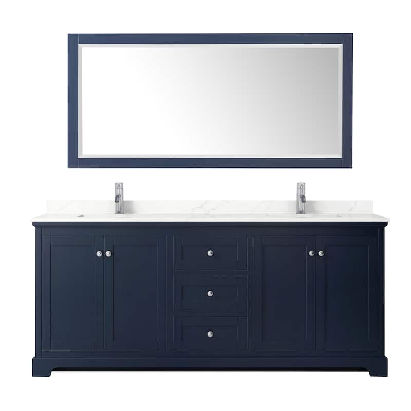 Avery 80-inch Double Vanity, Quartz Top, 70-inch Mirror
