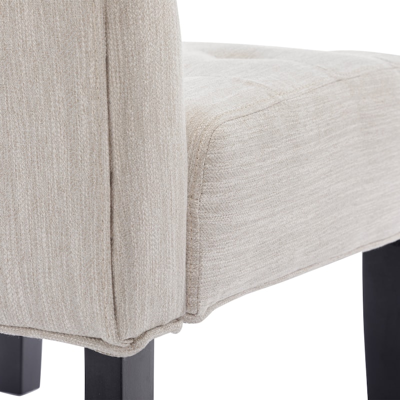 Beige Modern 23" Button Tufted Accent Chairs with Wood Legs for Living Room (Set of 2)