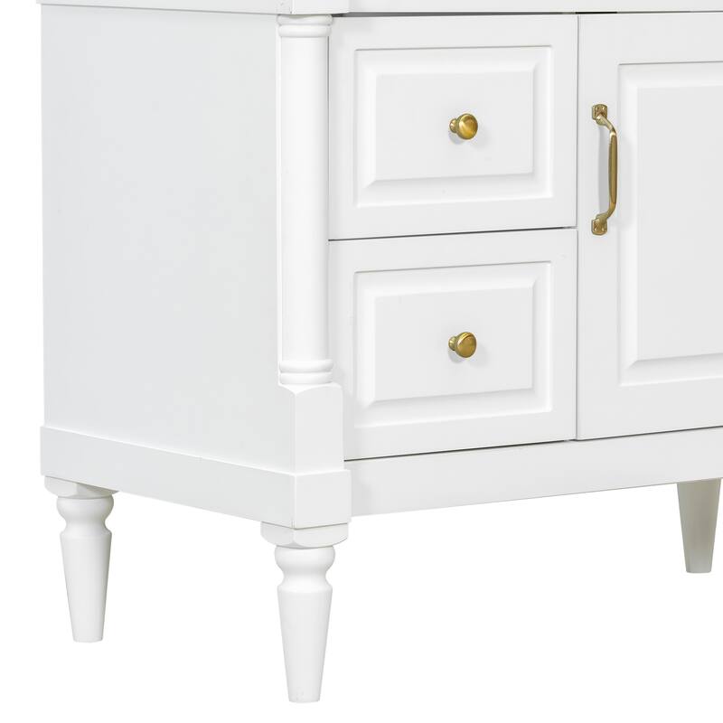 Roomfitters 36" Bathroom Vanity with Sink, Solid Wood Frame, Flip Drawer, 2 Drawers & Door Rack