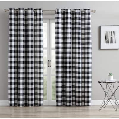 Window Curtain Panel With Buffalo Plaid Design