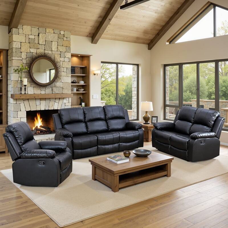 Semi PU And PVC 3-Piece Couch Living Room Sofa Set