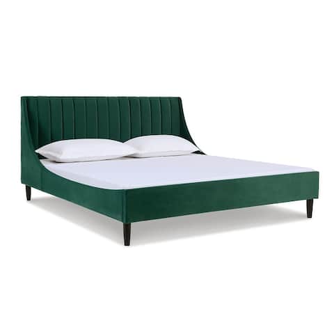 Aspen Mid-Century Modern Low Profile Upholstered Platform Bed