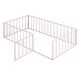 preview thumbnail 1 of 8, Pink Twin Size Floor Bed for Children, Metal Montessori Bed Frame with Fence & Door, Montessori Platform Bed for Girls and Boys Pink - Twin