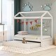 preview thumbnail 1 of 7, House Bed with Trundle for Kids White Design White