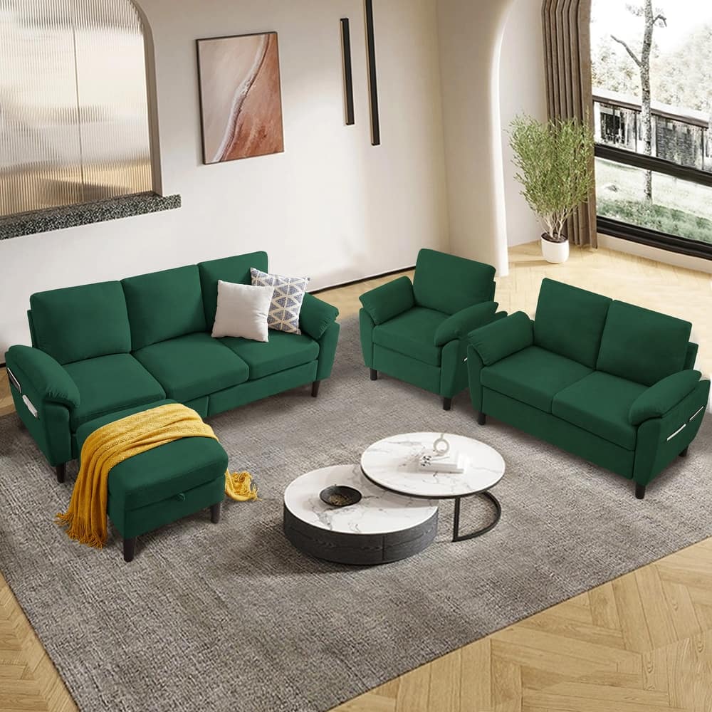 4-Piece Living Room Sectional Sofa Set with Loveseat and Chair