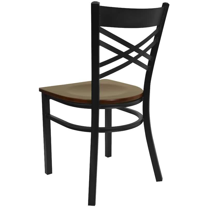 Steel X-back Restaurant Chair (Set of 2) - 16.5"W x 17"D x 32.25"H