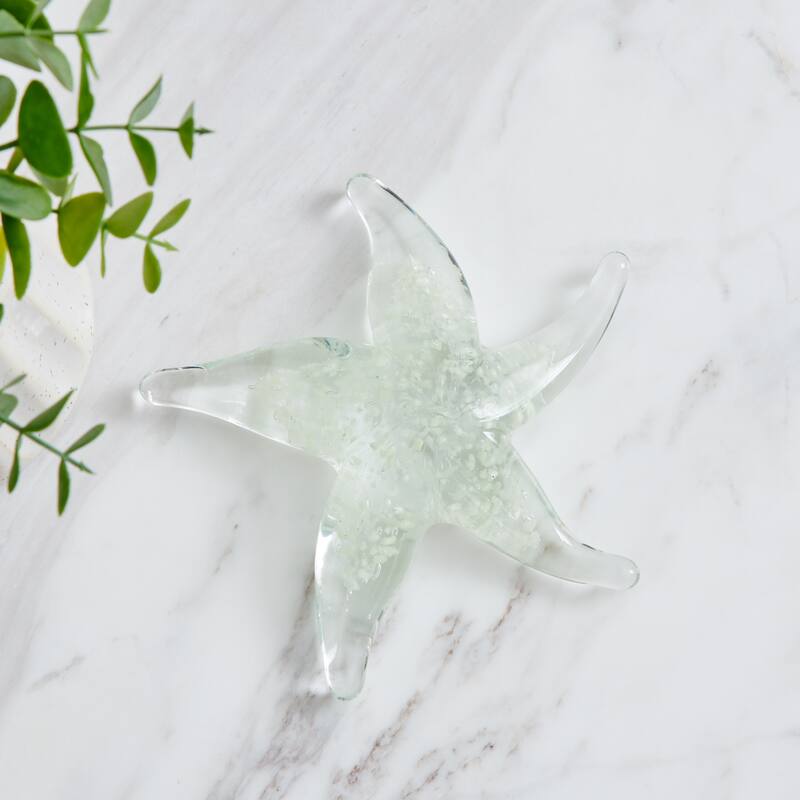 Glowing Glass Starfish Nautical Figure - 14" - Clear