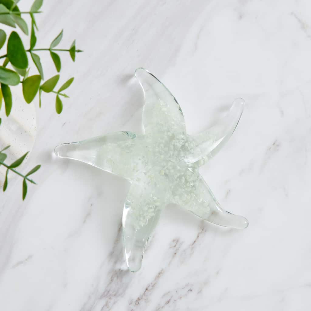 Glowing Glass Starfish Nautical Figure - 14" - Clear