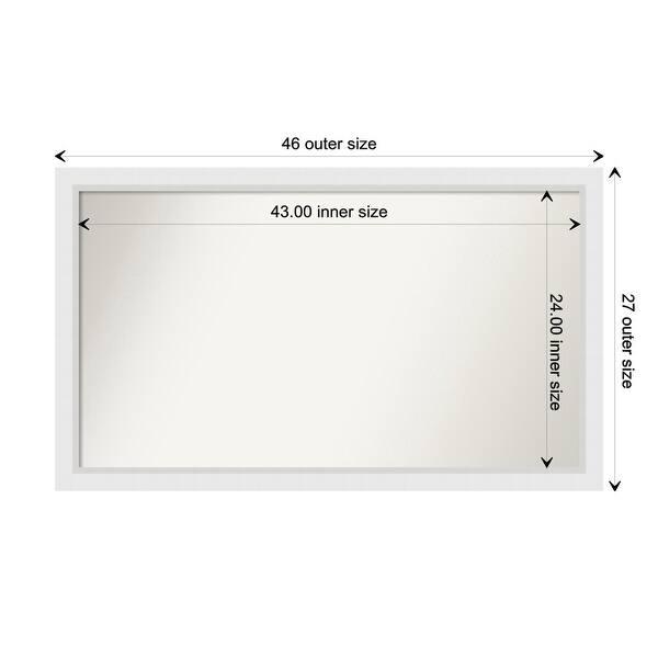 dimension image slide 34 of 93, Wall Mirror Choose Your Custom Size - Extra Large, Blanco White Wood
