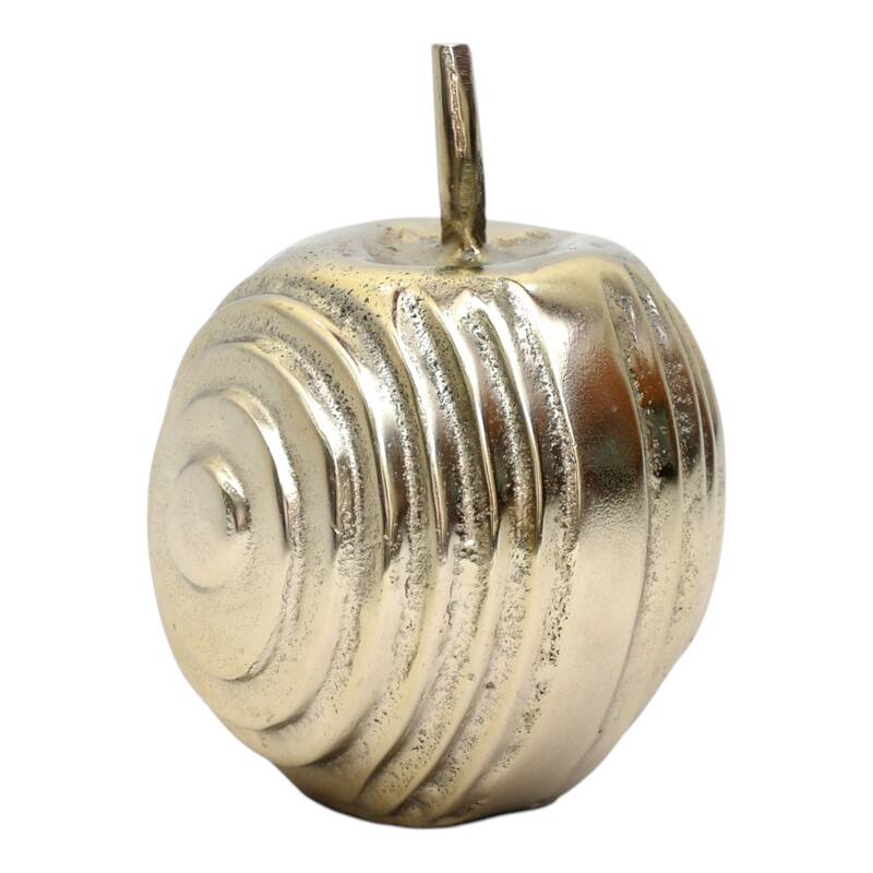 Aluminum Apple Sculpture with Modern Textured Design - 6" Gold - 5" x 5" x 6"