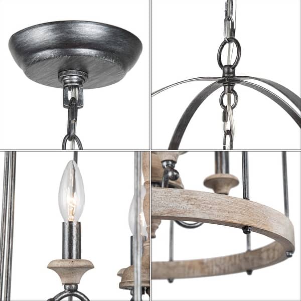 Farmhouse Wood Chandelier 4 Light Bird Cage Design Pendant L15 9 Xw15 9 Xh22 4 Overstock 31930574