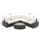 preview thumbnail 11 of 37, 6 Pieces Outdoor Patio Furniture Sets with Coffee Table and Cushions, Wicker Rattan Sectional Sofa Sets (Brown Base)