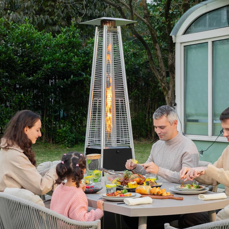 Outdoor 48,000 BTU Pyramid Propane Gas Patio Heater with Wheels