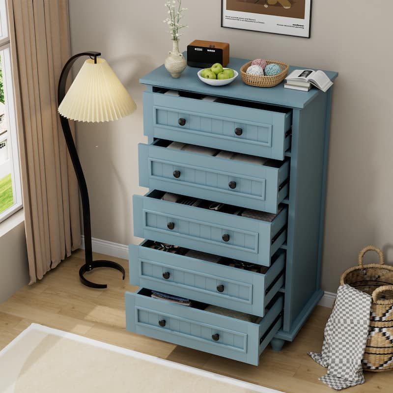 Vintage 5 Drawers Chest Classic Storage Cabinet with Metal Handle
