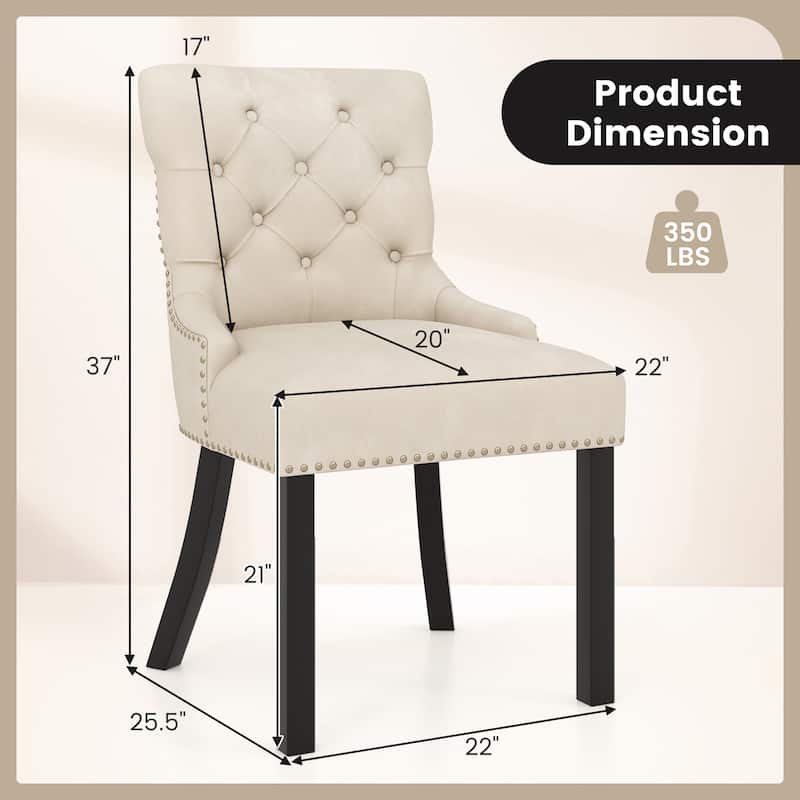 Gymax Upholstered Dining Chairs Set of 4 w/ Rubber Wood Legs Padded