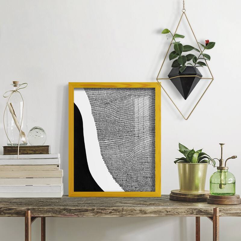 Black & White Abstract I -Framed Print w/glass-Cherry Red