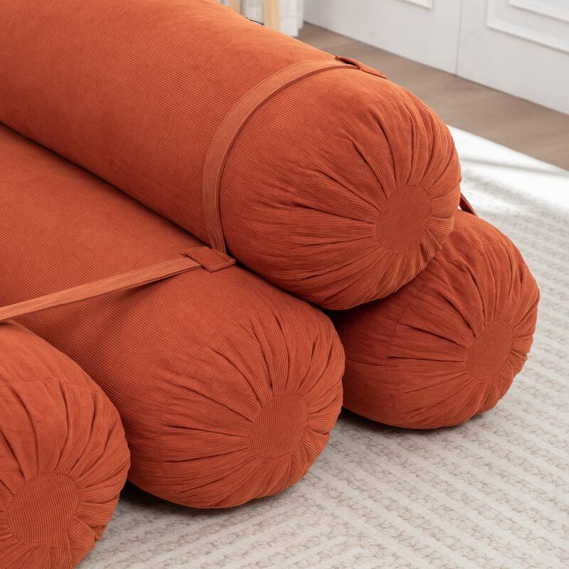 Versatile Lazy Sofa Corduroy Chaise Lounge Floor Couch Composed of 5 Cylindrical Pillows with Adjustable Straps