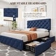 preview thumbnail 19 of 31, Bed Frame with 4 Storage Drawers, Linen Upholstered Platform Bed Frame with Adjustable Headboard