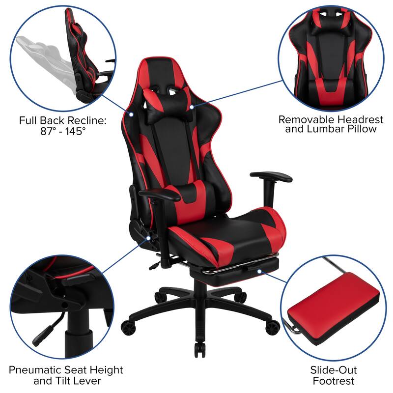 Gaming Desk & Chair Set with Cup Holder, Headphone Hook, and Monitor Stand