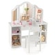 preview thumbnail 1 of 16, Gymax Kids Vanity 2 in 1 Princess Makeup Desk & Chair Set Safe White
