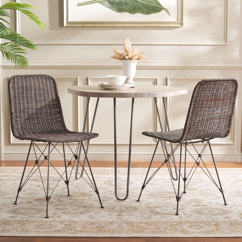 SAFAVIEH Minerva Tropical Boho Woven Dining Chair (Set of 2) - 18"W x 20"D x 34"H