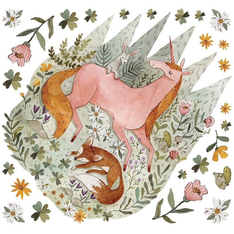 Woodland Magic Unicorn And Fox Peel And Stick Giant Wall Decals by RoomMates