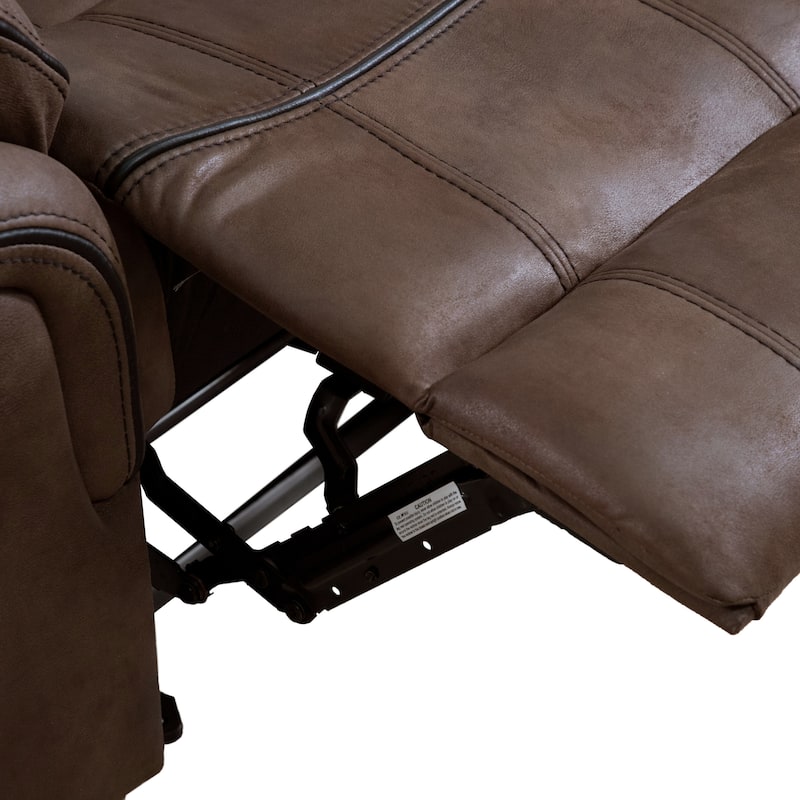 Verne Brown Manual Microsuede Glider Reclining Loveseat with Center Storage Console