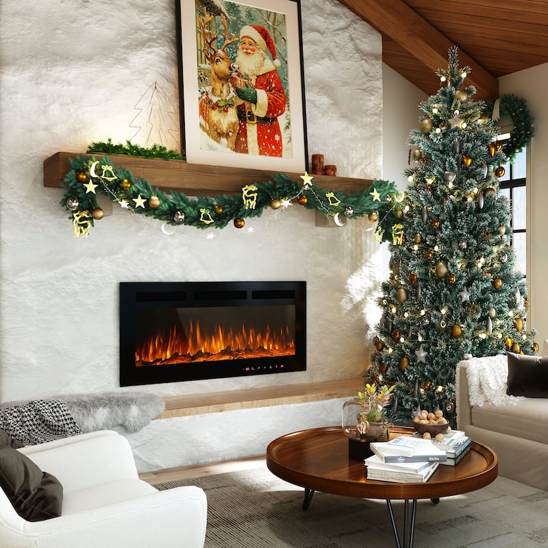 Clihome 42'' Recessed Wall-Mounted Electric Fireplace - 42 in.