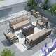 preview thumbnail 98 of 144, Aluminum Patio Outdoor Sectional Sofa Set with Fire Pit, Swivel Rocking Chairs and Ottomans