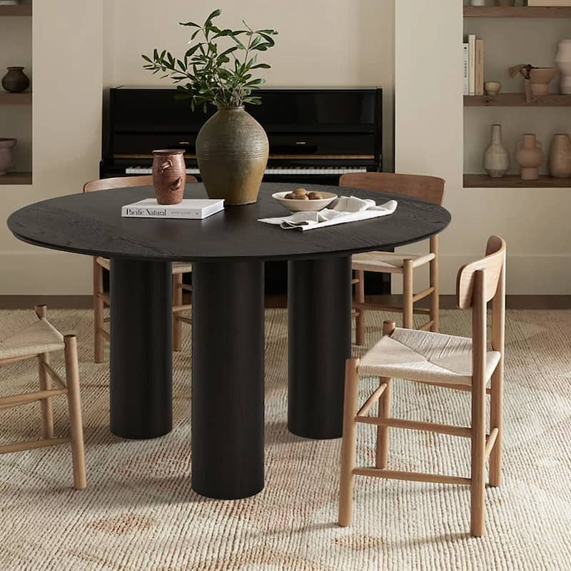 3 Legged 52" Solid Oak Round Dining Table
