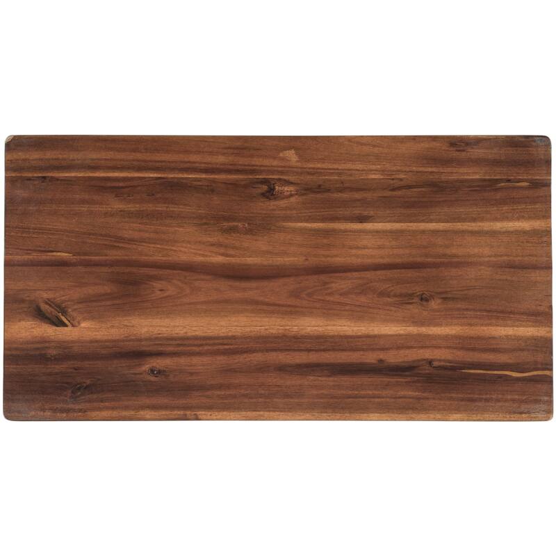 Solid Wood Rustic 3-piece 45" Stationary Kitchen Island Set with 2 Seatings, Rubber Wood Butcher Block Dining Table Set