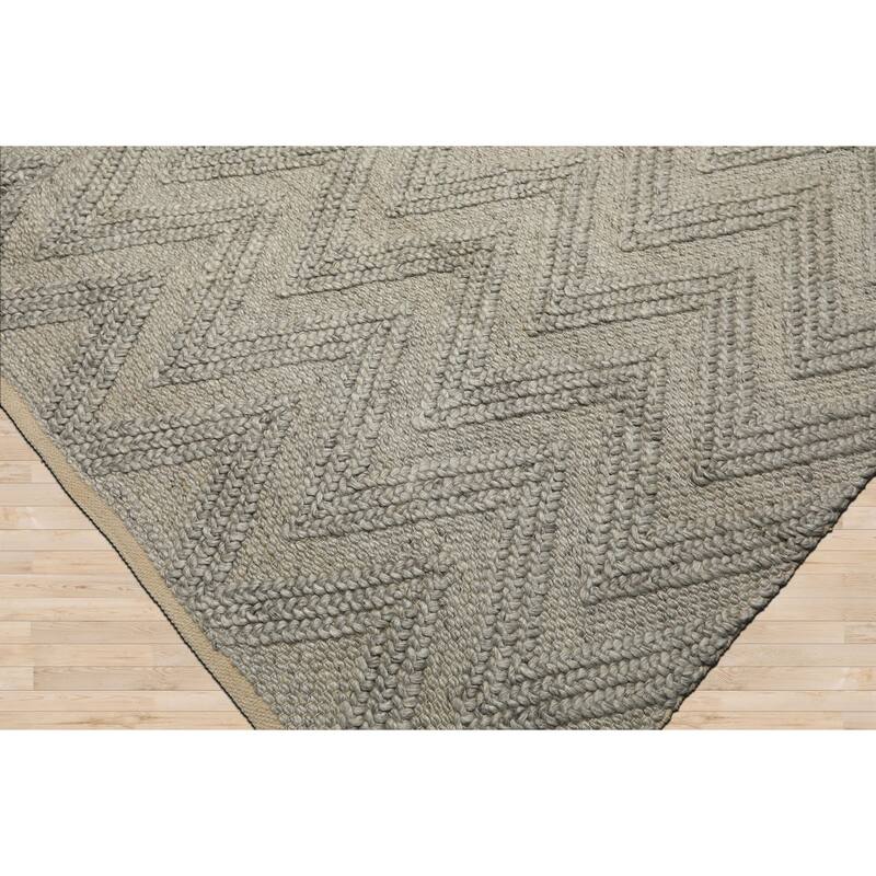 9x12 Tibetano Hand Knotted Flatweave Wool Tone on Tone Silver Contemporary Rug - 9' x 12'