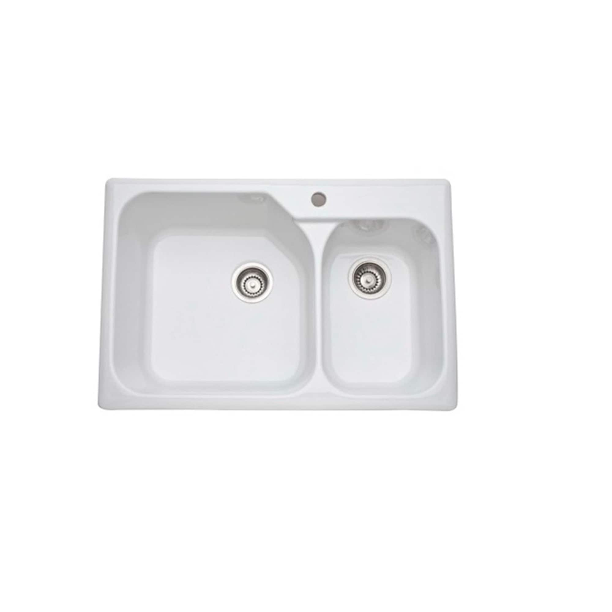 Allia Fireclay Kitchen Sink 1 And A Half Bowl In White 33 X 22