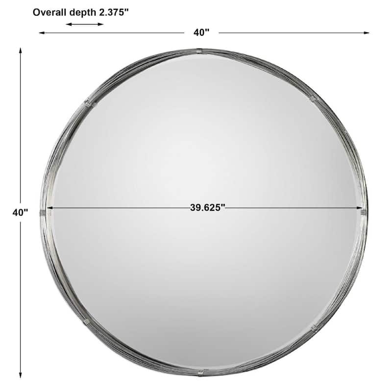 Uttermost Ohmer 40" Round Contemporary Wire Framed Large Wall Mirror