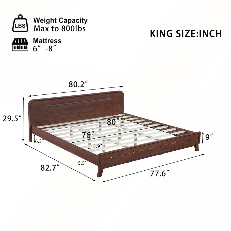 Pine Solid Wood Bed with Timeless Design Easy Assemble