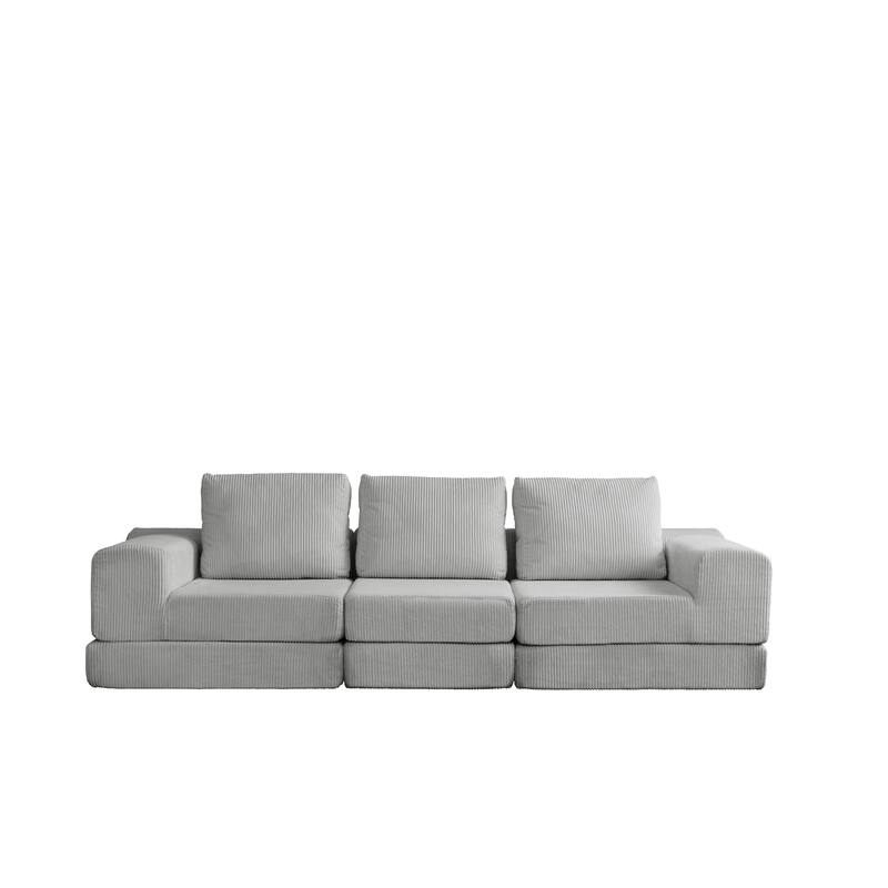 108'' Modular Sectional 3-Seater Cloud Sofa Bed with Deep Seating and High-Density Foam Cushions for Living Room or Apartment