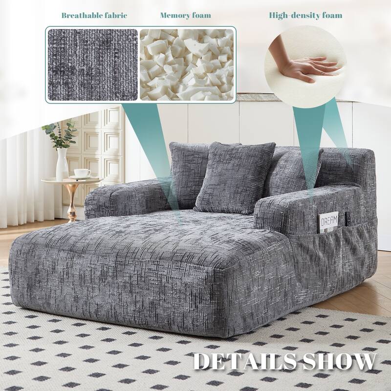Lazy Sofa Chaise longue Armchair with three pillows and armrestsSleeping Sofa Bed Living RoomBedroomBedroomStudy Chair Bed